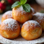 Finished Buttery Russian Tea Balls dusted with powdered sugar, perfect for holiday gatherings.