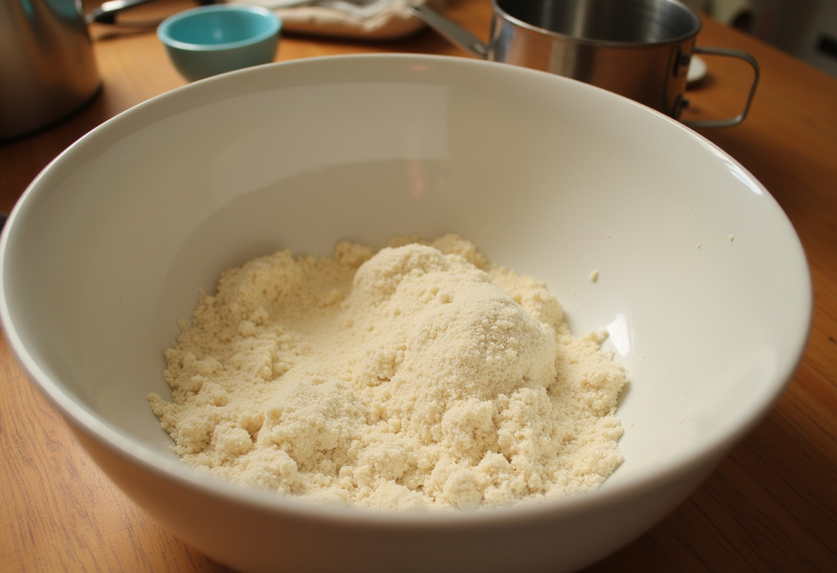 Sourdough discard in a bowl for making Delicious Sourdough Discard Naan Bread.