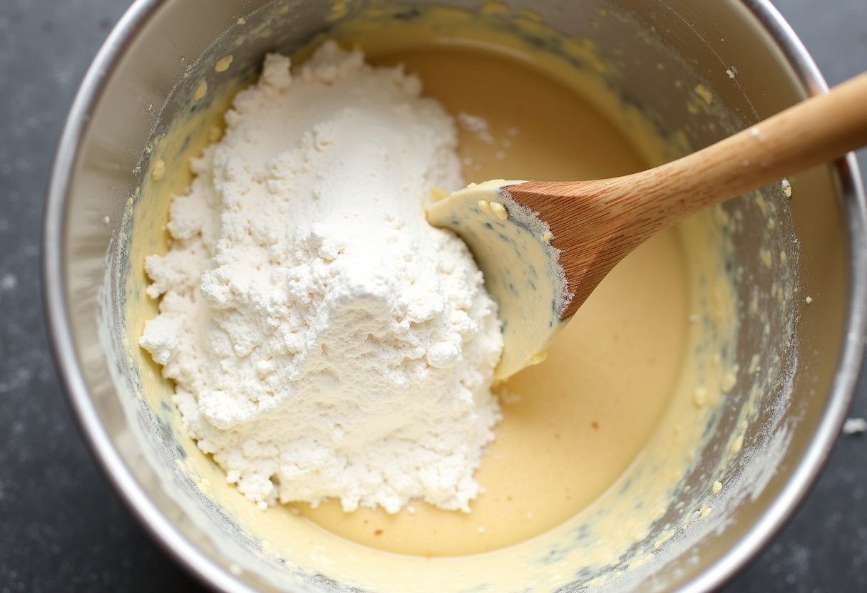 Mixing sourdough discard with flour and yogurt for Naan Bread dough.