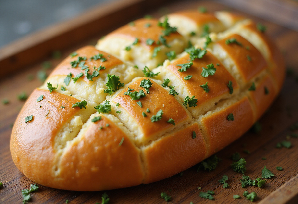 Delicious baked garlic cheese bread with fresh parsley, a unique twist on Cunetto's classic.