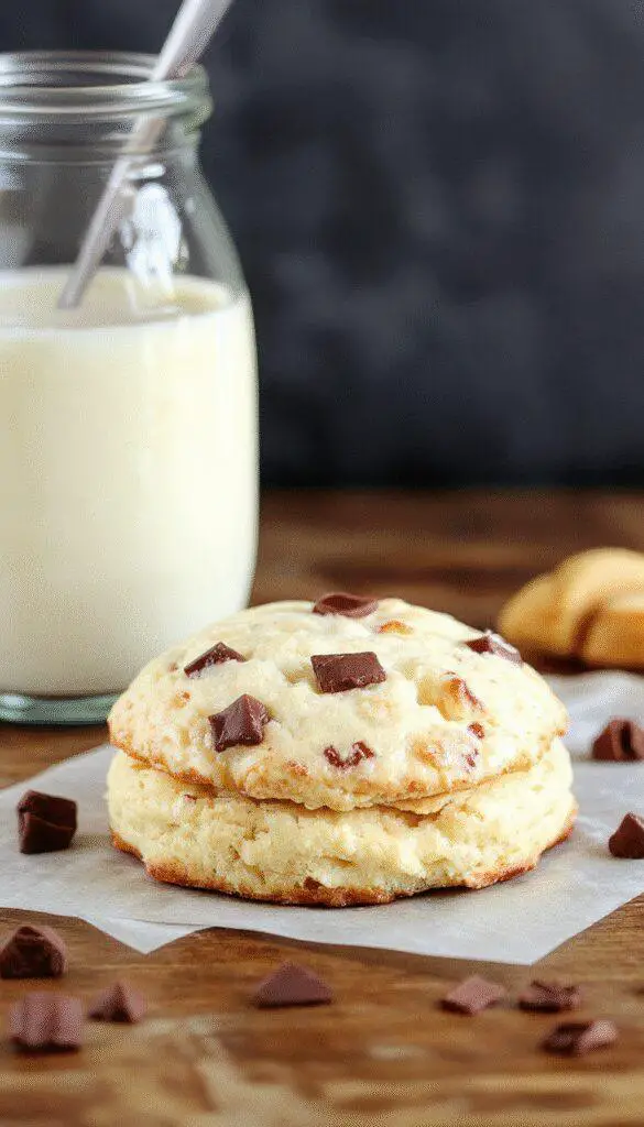 Golden-brown protein biscuits arranged on a rustic wooden board, with some broken open to reveal the soft interior and hints of oats and protein powder, garnished with a sprig of fresh herbs for a fresh touch