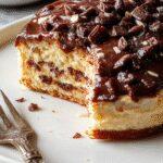 A vibrant image of a golden-brown, moist cake sliced to reveal a tender interior. The cake is garnished with a drizzle of honey and fresh herbs on a rustic wooden plate, with a jar of honey and honey drizzled over the top, emphasizing its sweet and savory appeal.