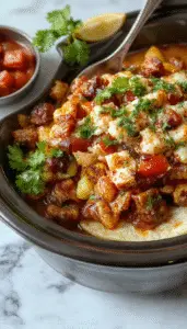 A colorful plate of cooked fajitas featuring sliced red and green bell peppers, tender strips of seasoned beef, and melted cheese on warm tortillas, arranged neatly on a rustic wooden table with fresh cilantro garnish and a side of lime wedges.
