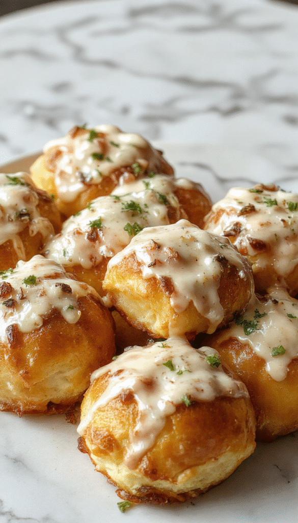 A close-up of freshly baked Texas Roadhouse Rolls arranged on a rustic wooden table. The golden-brown dinner rolls have a soft, fluffy interior and a slightly glossy, buttery crust. The rolls are artfully stacked, some with a sprinkle of coarse salt on top, highlighting their inviting warmth and homemade appeal.